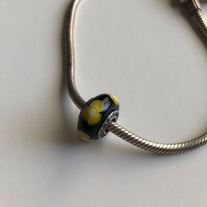 Black and Yellow Glass Pandora Bead